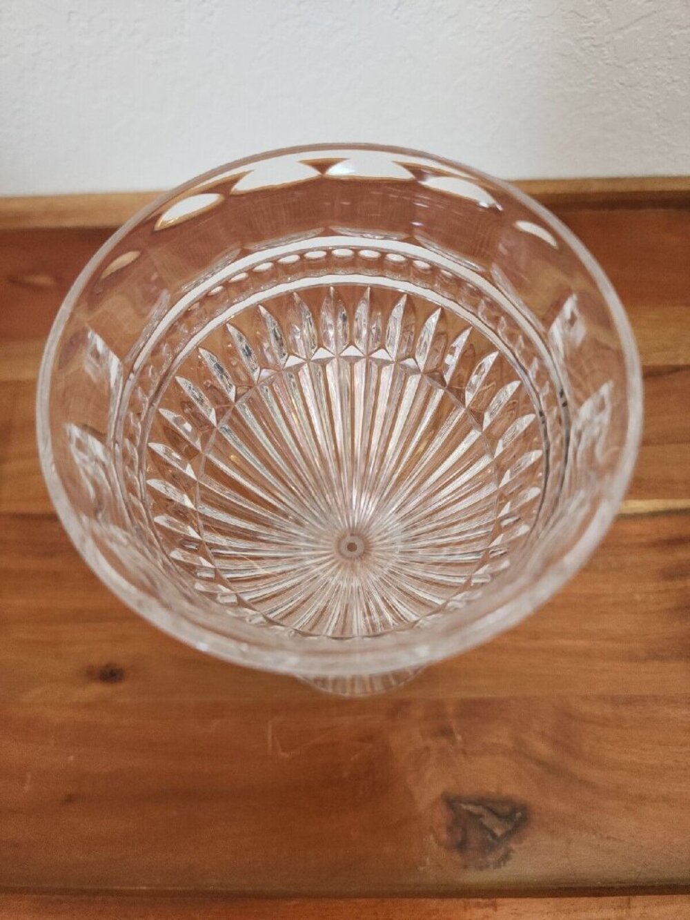 Mikasa Crystal Titan 7" Water Goble thumbprint vertical cuts vintage glass flaw - Picture 3 of 10